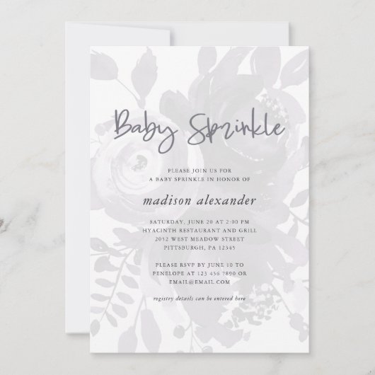 Elegante  look Bloemen Baby Sprinkle Kaart (Voorkant)