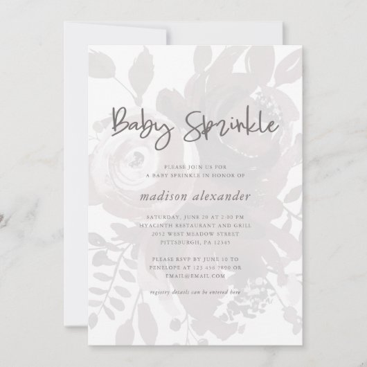 Elegante  look Bloemen Baby Sprinkle Kaart (Voorkant)