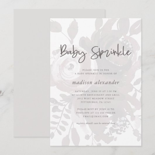 Elegante look Bloemen Baby Sprinkle Kaart (Voorkant / Achterkant)