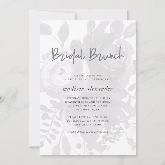 Elegante  look Bloemen Bruids Brunch Kaart (Voorkant)