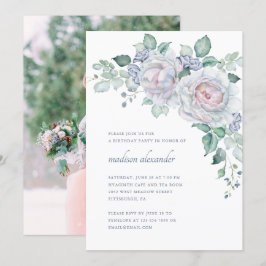 Elegante  look Bloemen Foto Verjaardagsfeest Kaart