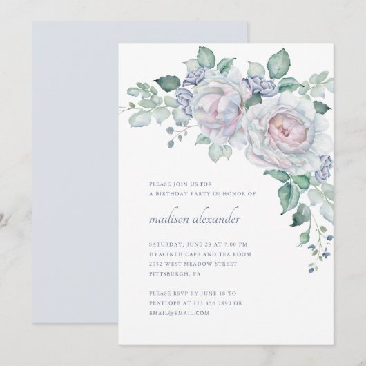 Elegante  look Bloemen Verjaardagsfeest Kaart (Voorkant / Achterkant)