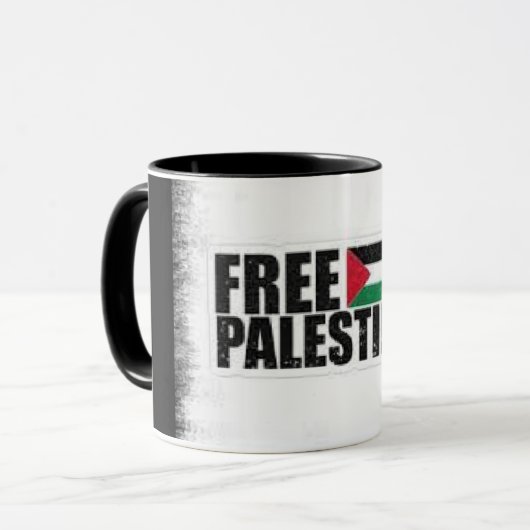 Elegante look met Fist & Palestine Slogan Mok (Voorkant links)