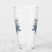 Elegante Lotus Bloem Blauw Goud Zen Yoga Namaste Glas (Links)