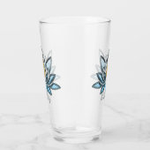 Elegante Lotus Bloem Blauw Goud Zen Yoga Namaste Glas (Rechts)