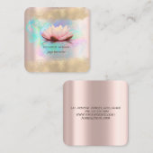 Elegante Lotus Bloem Gouden Borstel Slag Holografi Vierkante Visitekaartje (Voorkant / Achterkant)