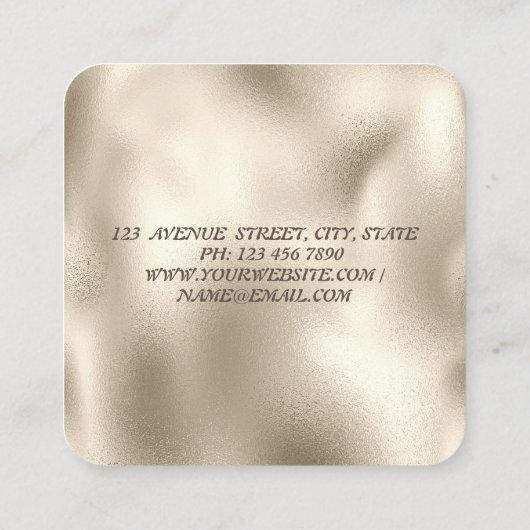 Elegante Lotus Bloem Gouden Borstel Slag Holografi Vierkante Visitekaartje (Achterkant)