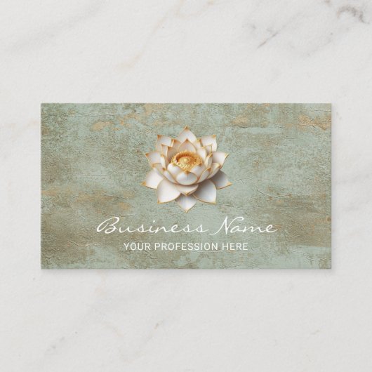 Elegante Lotus Bloem  Groene Salon & SPA Visitekaartje (Voorkant)