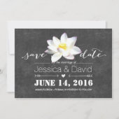 Elegante Lotus Bloem Krijtbord Save the Date (Voorkant)
