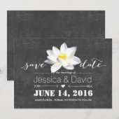 Elegante Lotus Bloem Krijtbord Save the Date (Voorkant / Achterkant)