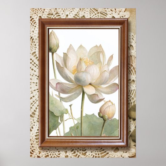 "Elegante Lotus Bloem Kunstprint" Poster (Voorkant)