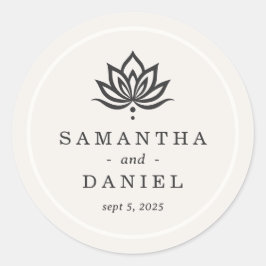 Elegante lotus bloem licht neutraal ivoor ronde sticker