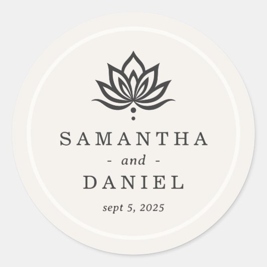 Elegante lotus bloem licht neutraal ivoor ronde sticker (Voorkant)