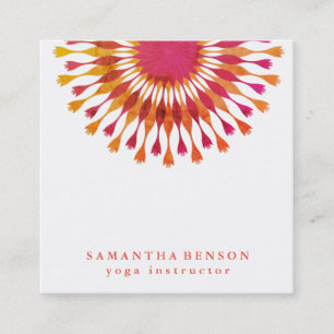 Elegante Lotus Bloem Logo Yoga Instructrice Vierkante Visitekaartje