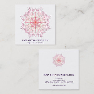 Elegante Lotus Bloem Logo Yoga Vierkante Visitekaartje