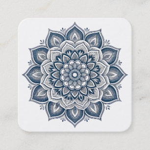 Elegante Lotus Bloem Logo Yoga Vierkante Visitekaartje