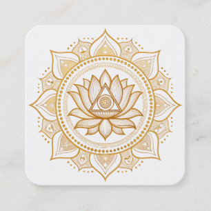 Elegante Lotus Bloem Logo Yoga Vierkante Visitekaartje