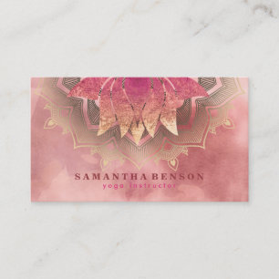Elegante Lotus Bloem Mandala Logo Yoga Instructric Visitekaartje