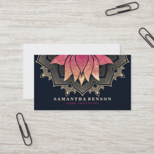Elegante Lotus Bloem Mandala Logo Yoga Instructric Visitekaartje