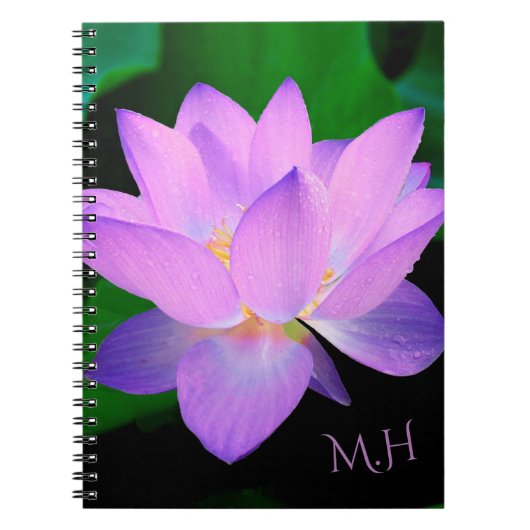 Elegante Lotus Bloem Monogram Notitieboek (Voorkant)