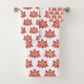 Elegante Lotus Bloem Rood Goud Zen Yoga Bad Handdoek (Insitu)