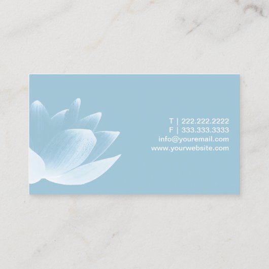 Elegante Lotus Bloem Stijlvol Lichtblauw Visitekaartje (Achterkant)