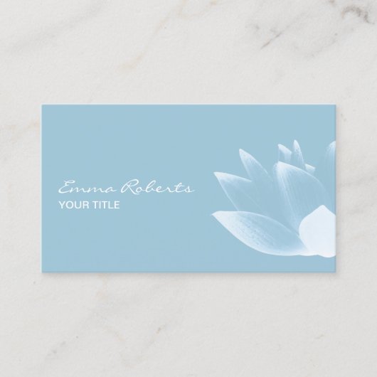 Elegante Lotus Bloem Stijlvol Lichtblauw Visitekaartje (Voorkant)