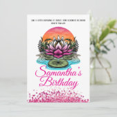 Elegante Lotus Bloem Verjaardag Uitnodiging (Staand voorkant)