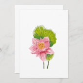 Elegante Lotus Bloesem met Groene Bladeren Kaart (Voorkant / Achterkant)