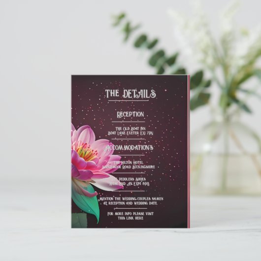 Elegante Lotus bruiloft uitnodiging | Floral Cosmi (Staand voorkant)