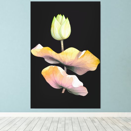Elegante Lotus Flower Poster, Abstracte Zen Art Pr Canvas Afdruk (Insitu (Houten vloer))