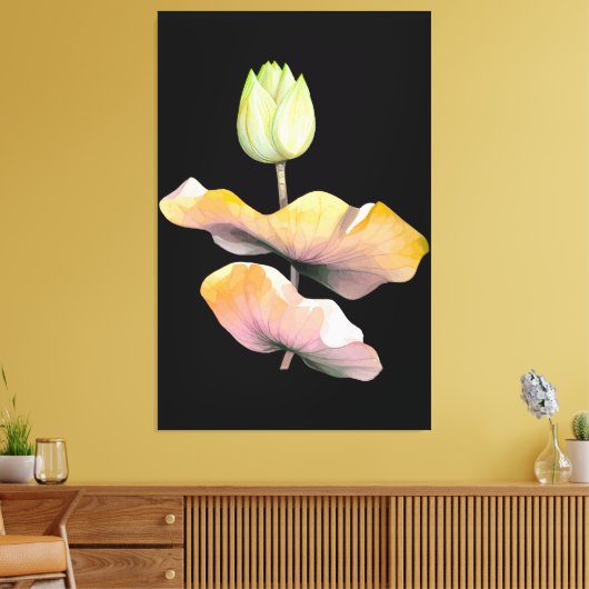 Elegante Lotus Flower Poster, Abstracte Zen Art Pr Canvas Afdruk (Insitu (Woonkamer))