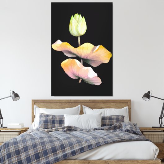 Elegante Lotus Flower Poster, Abstracte Zen Art Pr Canvas Afdruk (Insitu (Slaapkamer))
