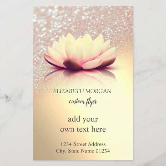 Elegante Lotus Glitter Goud Flyer (Voorkant)