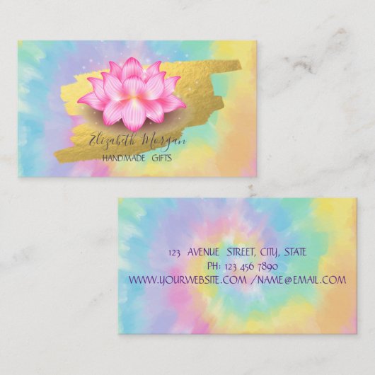 Elegante Lotus Gold Folie Borstel Slag Tie Dye Visitekaartje (Voorkant / Achterkant)