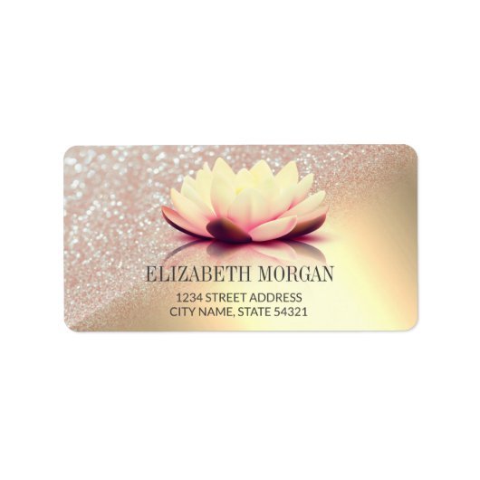 Elegante Lotus Goud Bokeh Etiket (Voorkant)