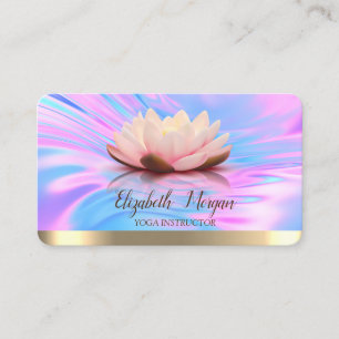 Elegante Lotus Gouden Streep Holografische Yoga Visitekaartje