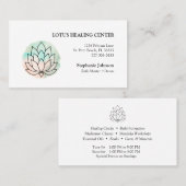 Elegante Lotus lijntekening Logo Visitekaartje (Voorkant / Achterkant)