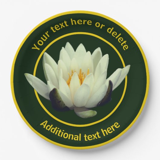 Elegante Lotus Lily Bloem Gepersonaliseerde Partij Papieren Bordje (Voorkant)