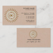 Elegante Lotus Logo Bloemen Hout Gezondheid Wellne Visitekaartje (Voorkant / Achterkant)