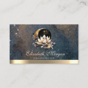 Elegante Lotus Maan Zon Goud Donkere Yoga Instruct Visitekaartje
