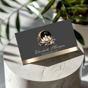 Elegante Lotus Maan Zon Goud Yoga Instructrice Visitekaartje