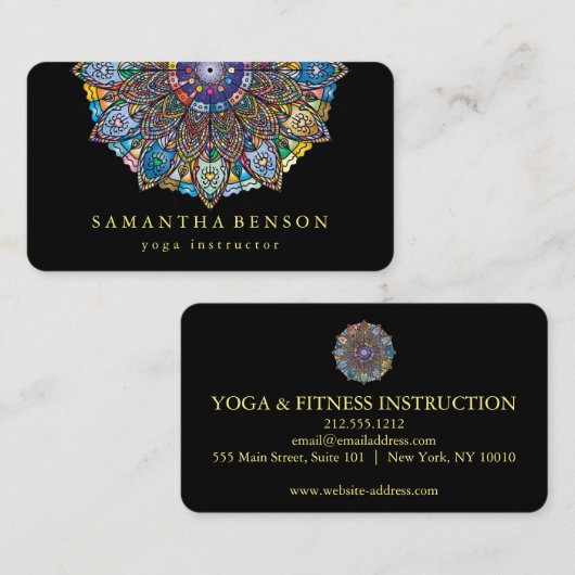 Elegante Lotus Mandala Logo Yoga Visitekaartje (Voorkant / Achterkant)