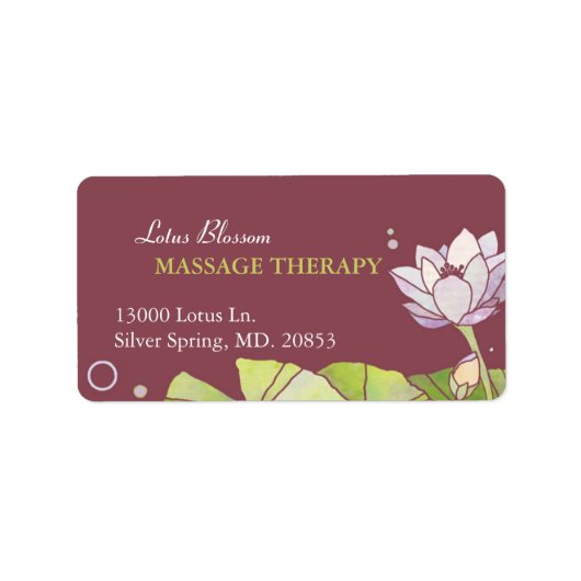 Elegante Lotus Massage Therapie Bedrijf Etiket (Voorkant)