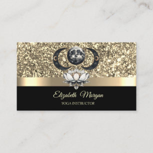 Elegante Lotus Moon Celestial Glitter Gold Yoga Visitekaartje
