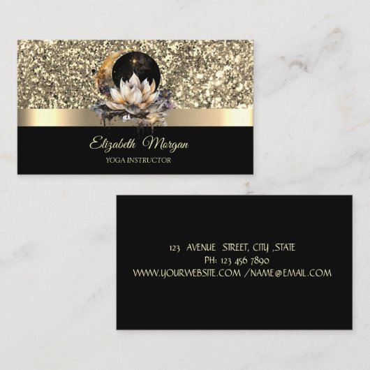 Elegante Lotus Moon Celestial Gold Yoga Instructeu Visitekaartje (Voorkant / Achterkant)