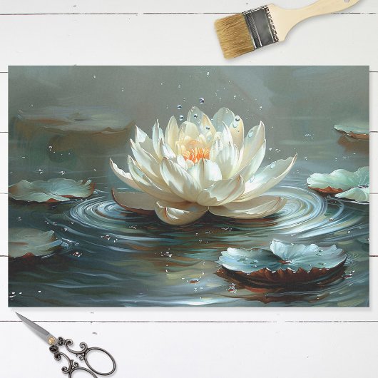Elegante Lotus op de vijver schilderij Decoupage Tissuepapier