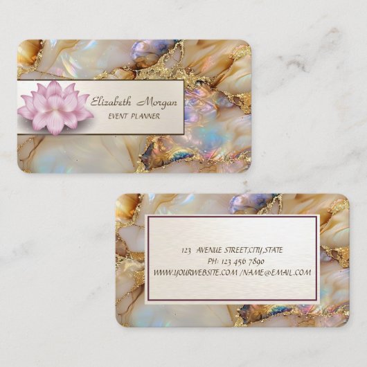Elegante Lotus Pearl Marble Visitekaartje (Voorkant / Achterkant)