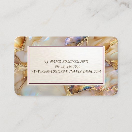 Elegante Lotus Pearl Marble Visitekaartje (Achterkant)
