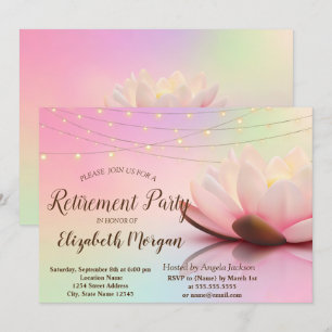 Elegante Lotus Slingerlichten Pensioenfeest Kaart
